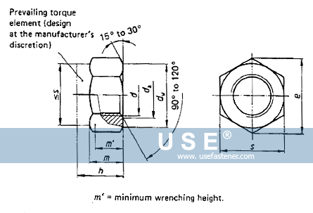 DIN 982 - prevailing torque type hexagon nuts with nonmetallic insert